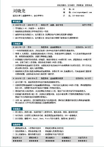 金融会计专业人才求职简历模板下载